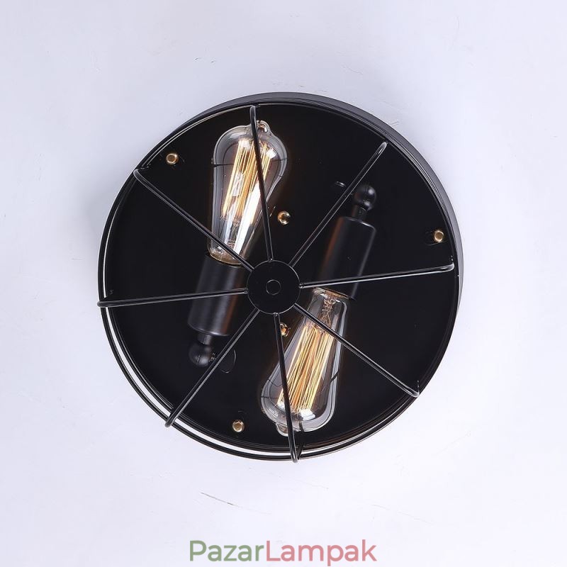 Ipari fém ketreces mennyezeti lámpa, rusztikus süllyesztett lámpatest