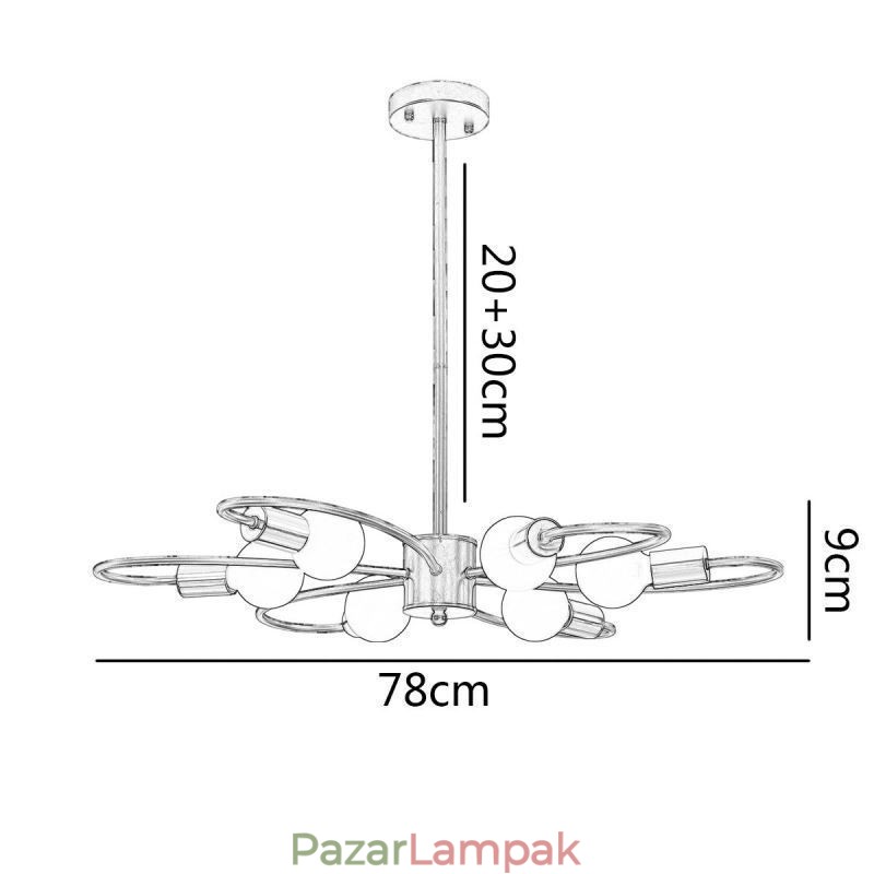 Rusztikus csillár 6 Light Classic Petals mennyezeti függőlámpa