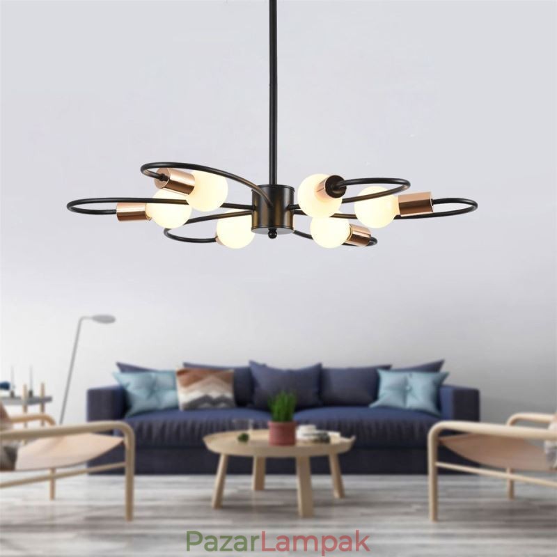 Rusztikus csillár 6 Light Classic Petals mennyezeti függőlámpa