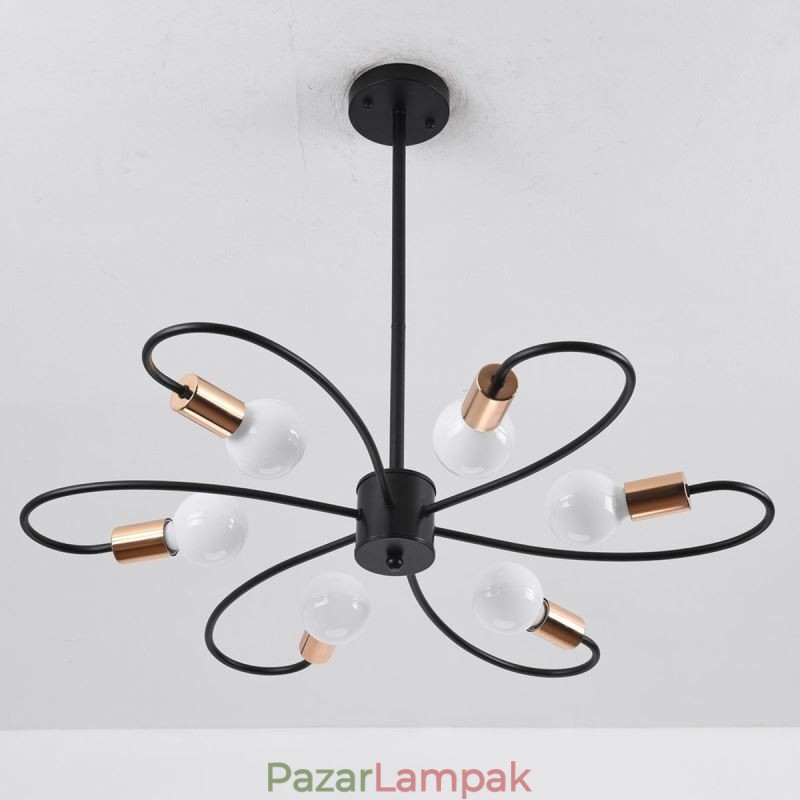 Rusztikus csillár 6 Light Classic Petals mennyezeti függőlámpa