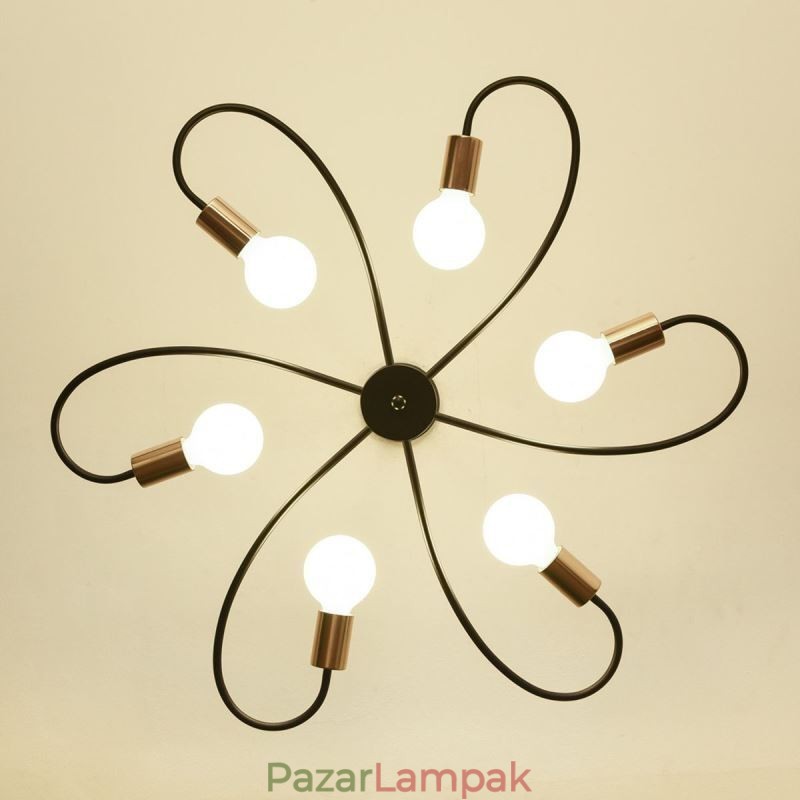 Rusztikus csillár 6 Light Classic Petals mennyezeti függőlámpa