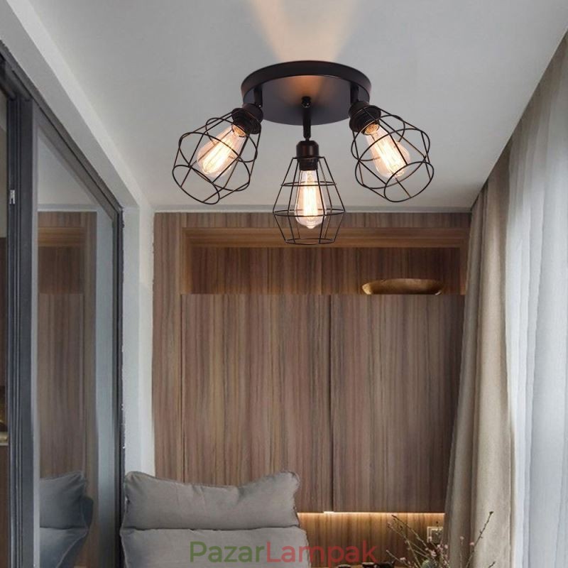 Ipari süllyesztett mennyezeti lámpatest 3 könnyűfém kalitkás mennyezeti lámpa