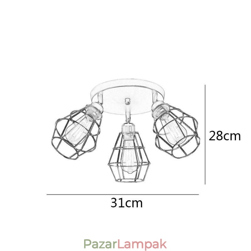 Ipari süllyesztett mennyezeti lámpatest 3 könnyűfém kalitkás mennyezeti lámpa