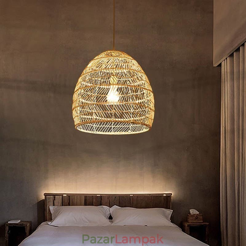 Kézzel szőtt függőlámpa Rattan függőlámpa parasztház