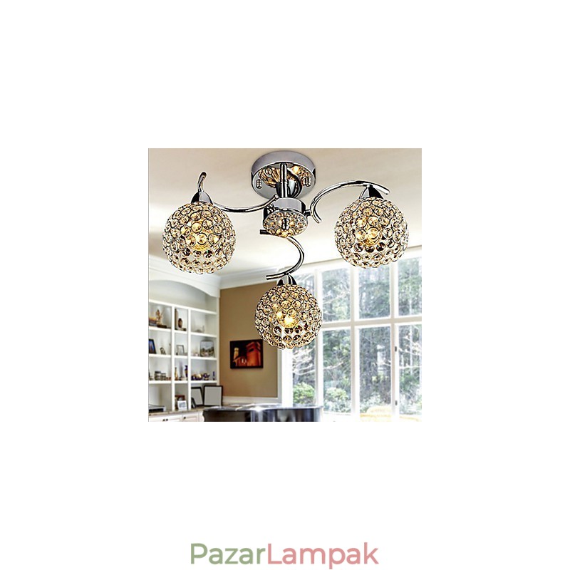 Modern, modern kristályból galvanizált fém függőlámpa süllyesztett tartó