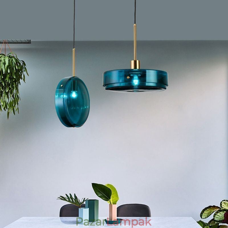 Kerek torta üveg függőlámpa Modern minimalista kovácsoltvas mennyezeti lámpa