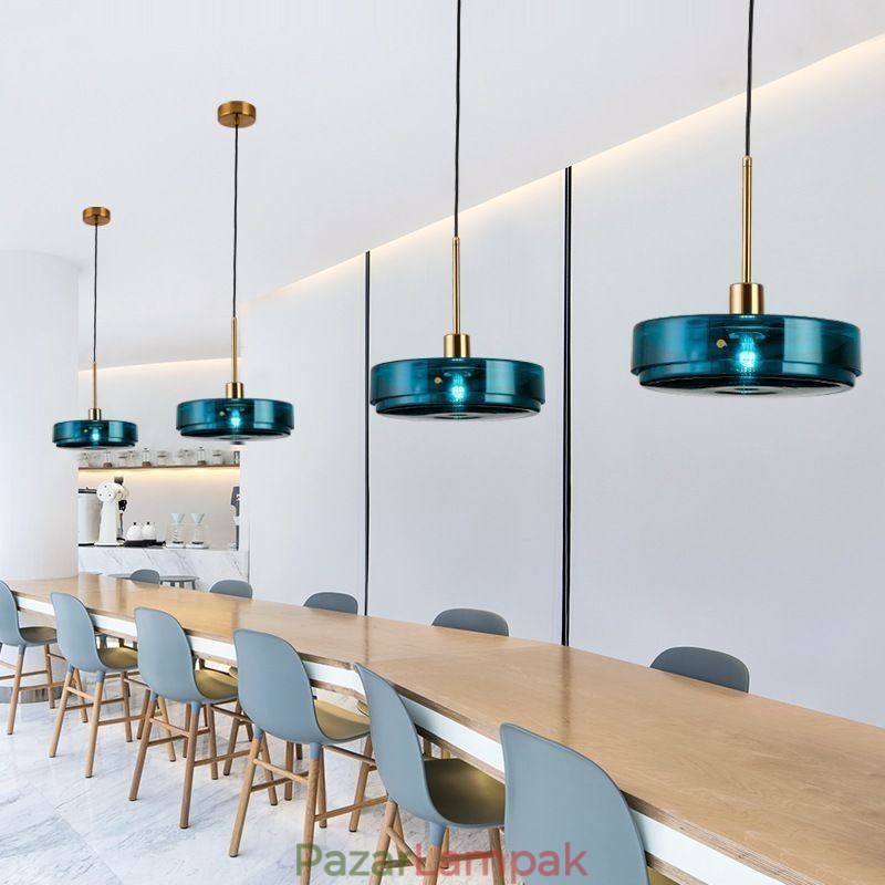 Kerek torta üveg függőlámpa Modern minimalista kovácsoltvas mennyezeti lámpa