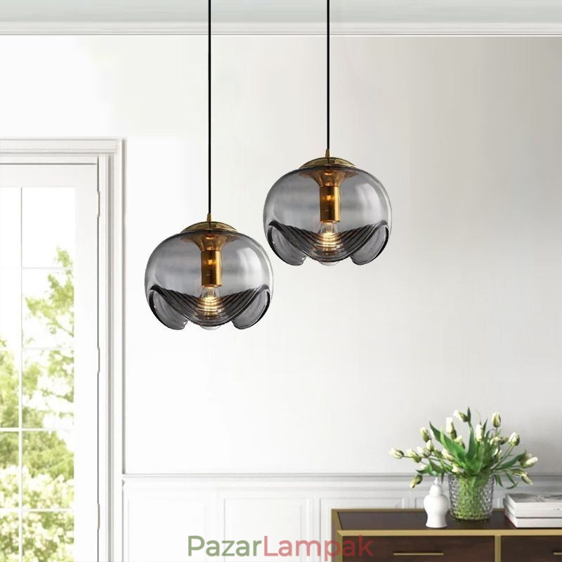 Porzós üvegfüggő lámpa Modern, minimalista kovácsoltvas mennyezeti lámpa