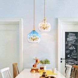 Üveg függőlámpa Modern, minimalista kovácsoltvas mennyezeti lámpa 9 lámpa