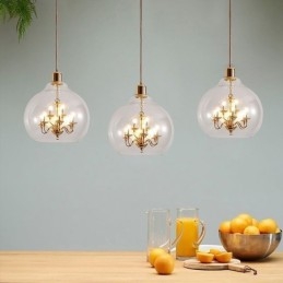 Üveg függőlámpa Modern, minimalista kovácsoltvas mennyezeti lámpa 9 lámpa