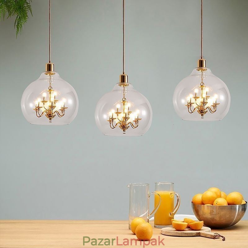 Üveg függőlámpa Modern, minimalista kovácsoltvas mennyezeti lámpa 9 lámpa