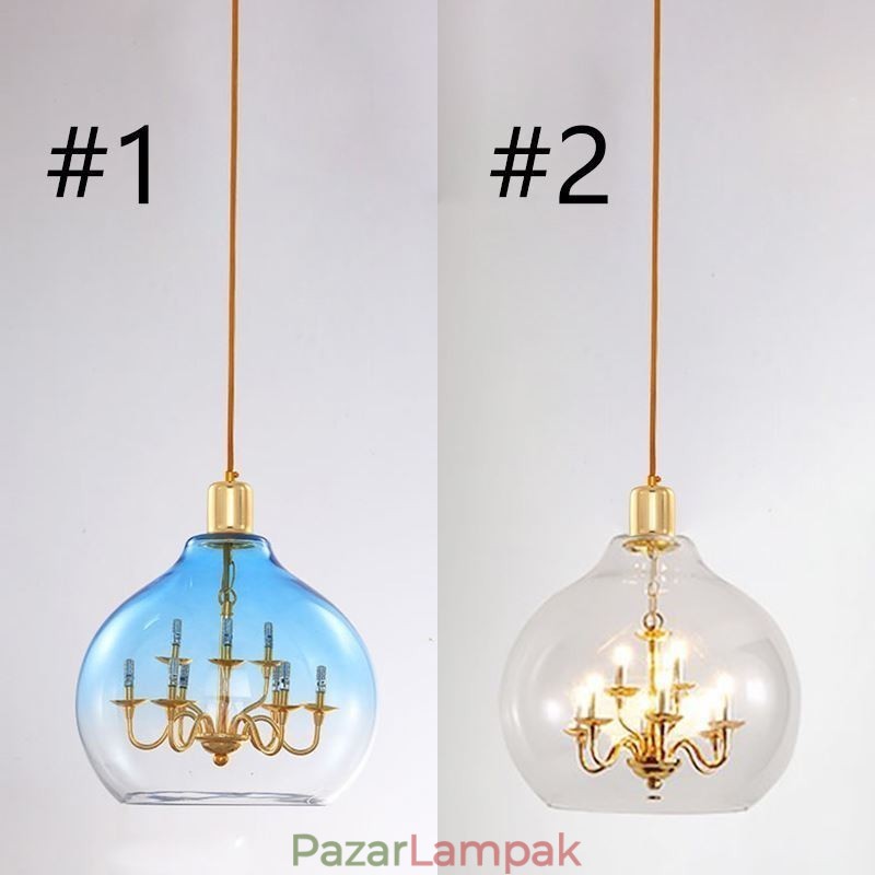 Üveg függőlámpa Modern, minimalista kovácsoltvas mennyezeti lámpa 9 lámpa
