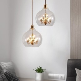 Üveg függőlámpa Modern, minimalista kovácsoltvas mennyezeti lámpa 9 lámpa