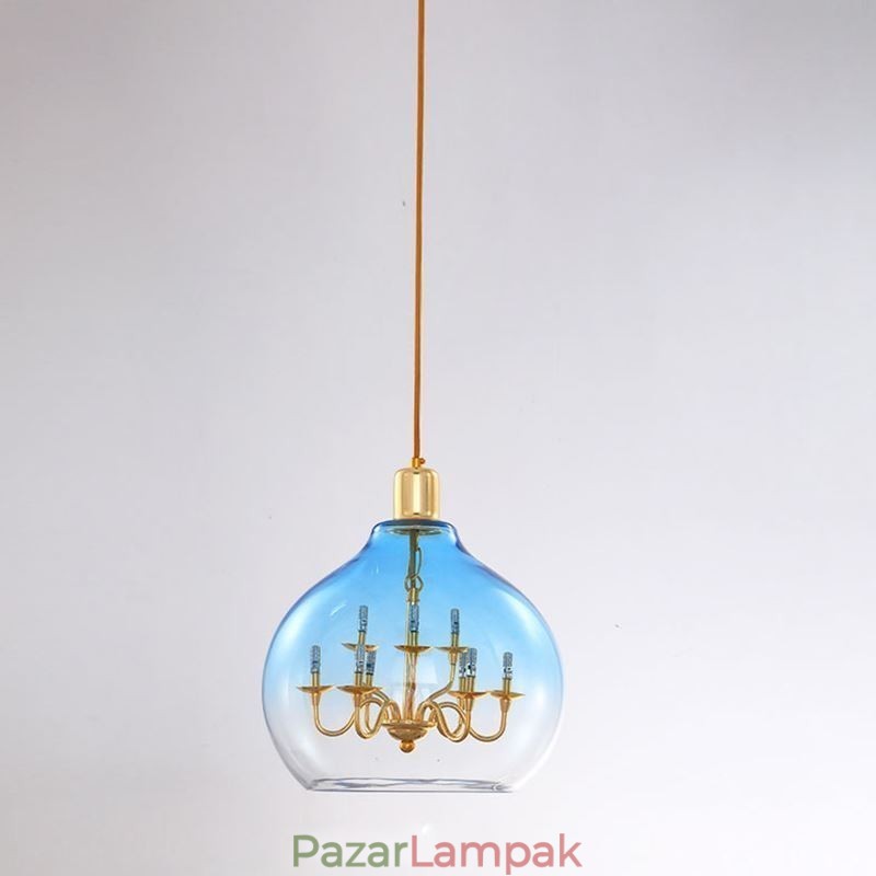 Üveg függőlámpa Modern, minimalista kovácsoltvas mennyezeti lámpa 9 lámpa