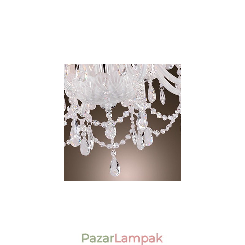 Csillár fehér kristály modern nappali 8 lámpa