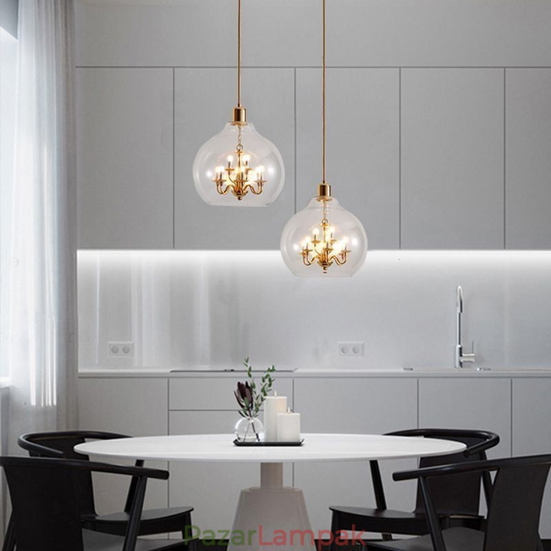 Üveg függőlámpa Modern, minimalista kovácsoltvas mennyezeti lámpa 9 lámpa