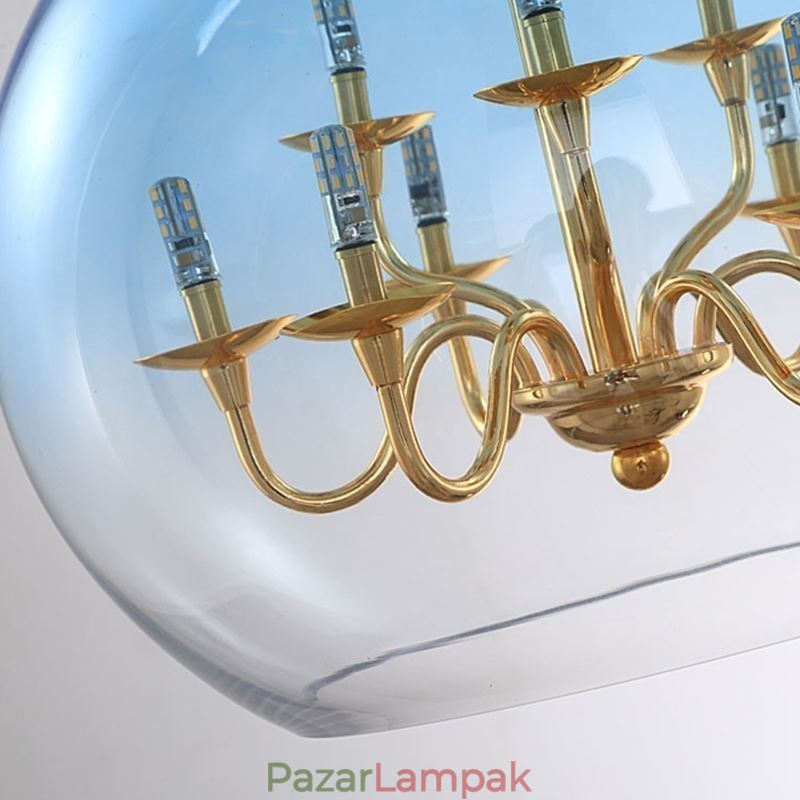Üveg függőlámpa Modern, minimalista kovácsoltvas mennyezeti lámpa 9 lámpa