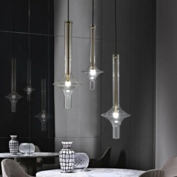 Üvegcső függőlámpa Modern, minimalista kovácsoltvas mennyezeti lámpa