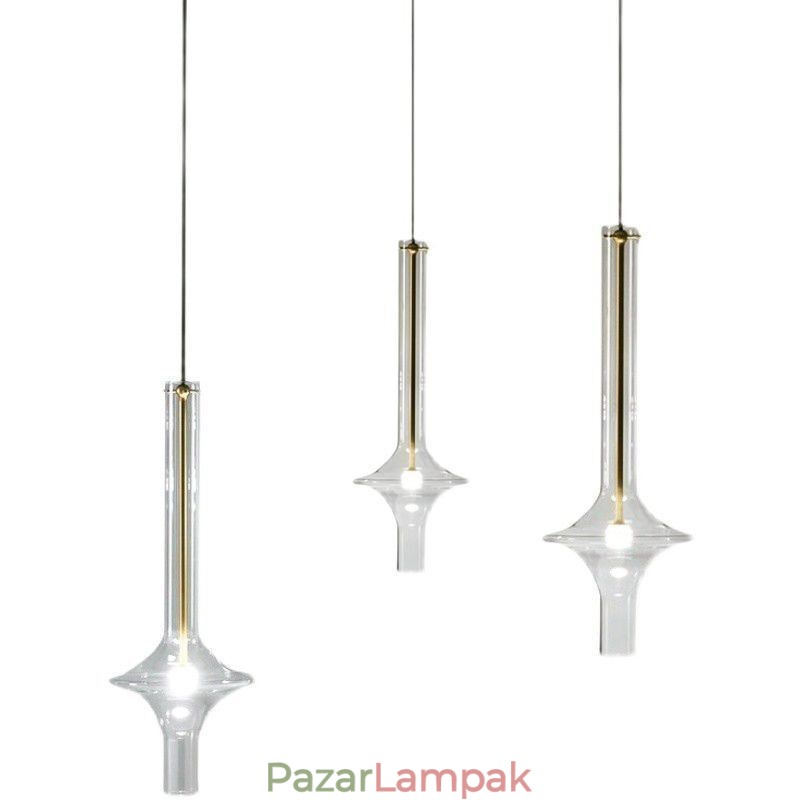 Üvegcső függőlámpa Modern, minimalista kovácsoltvas mennyezeti lámpa