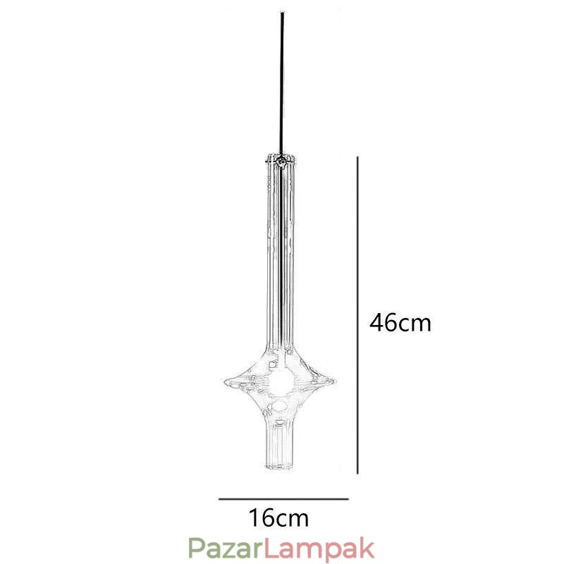 Üvegcső függőlámpa Modern, minimalista kovácsoltvas mennyezeti lámpa