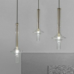 Üvegcső függőlámpa Modern, minimalista kovácsoltvas mennyezeti lámpa