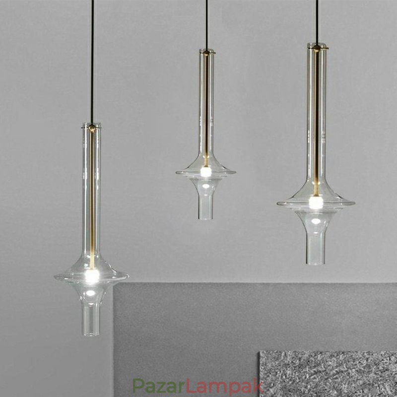 Üvegcső függőlámpa Modern, minimalista kovácsoltvas mennyezeti lámpa