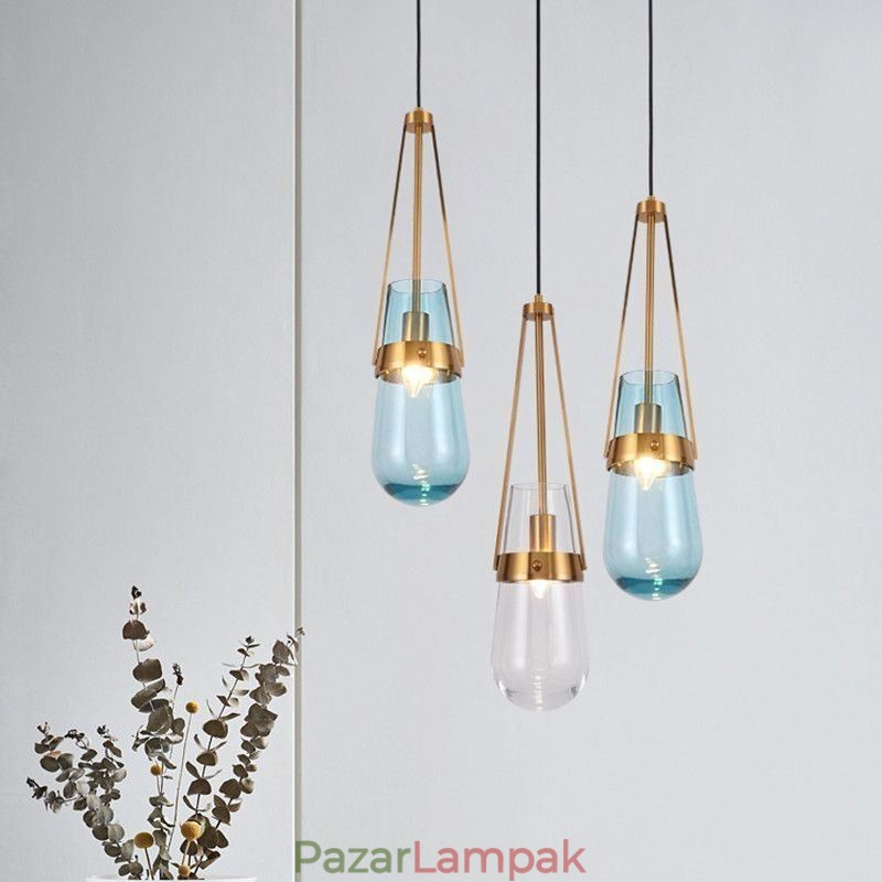 Vízcsepp üveg függőlámpa Modern minimalista kovácsoltvas kis mennyezeti lámpa