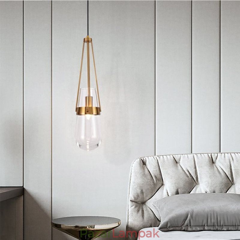 Vízcsepp üveg függőlámpa Modern minimalista kovácsoltvas kis mennyezeti lámpa