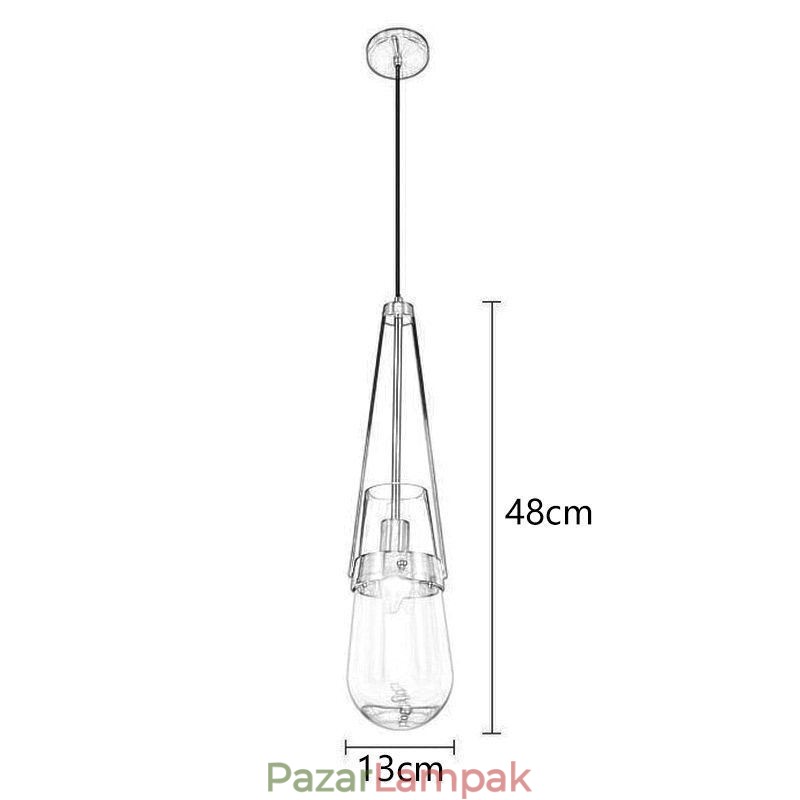 Vízcsepp üveg függőlámpa Modern minimalista kovácsoltvas kis mennyezeti lámpa