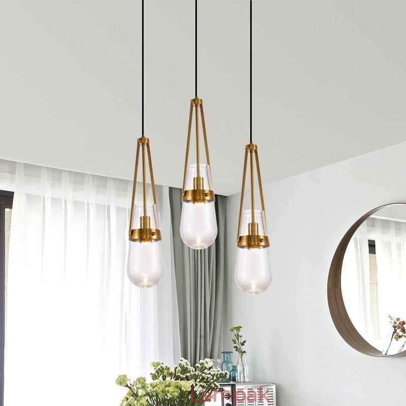 Vízcsepp üveg függőlámpa Modern minimalista kovácsoltvas kis mennyezeti lámpa