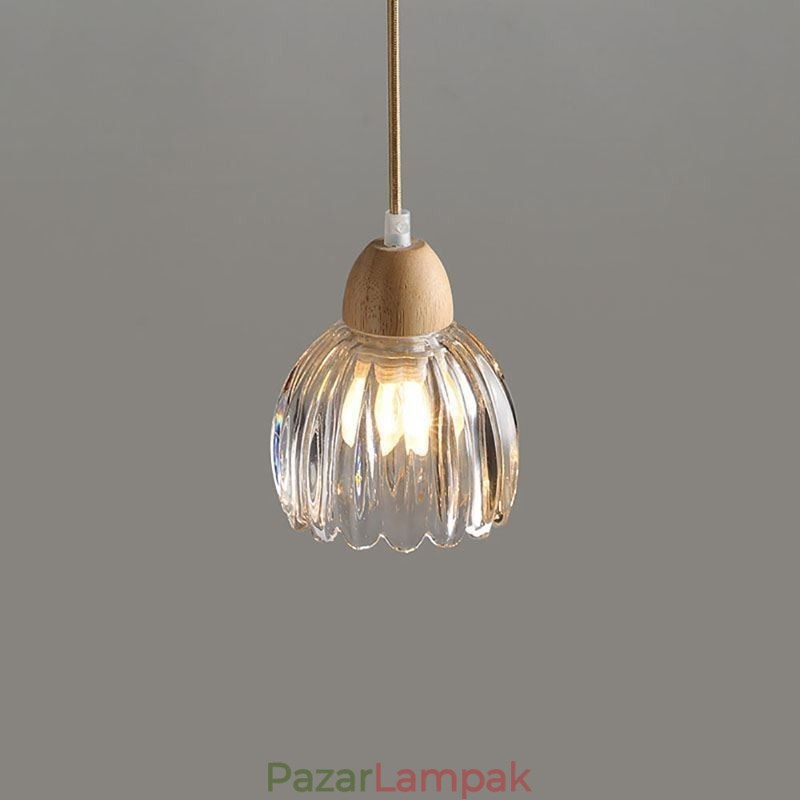 Üveg függőlámpa Retro pasztorális stílusú szigeti mennyezeti könnyű gumifa dekor lámpa