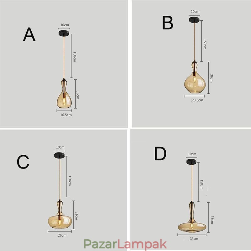 Nordic Glass függőlámpa borostyán árnyalatú mennyezeti lámpa