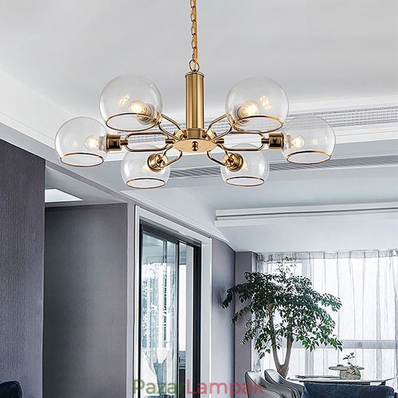 Üveg függőlámpa Modern, minimalista kovácsoltvas mennyezeti lámpa