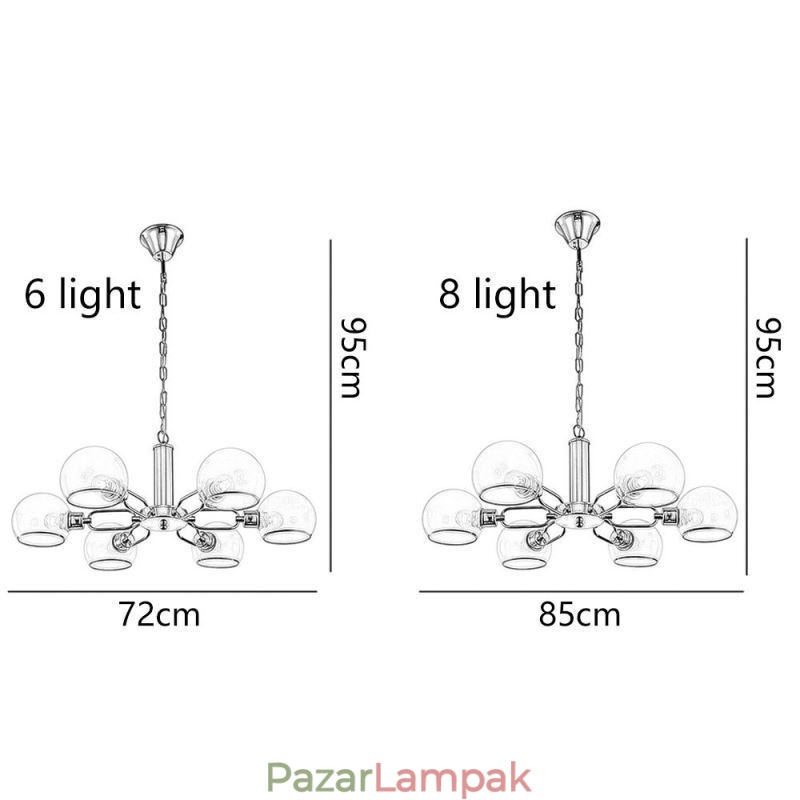 Üveg függőlámpa Modern, minimalista kovácsoltvas mennyezeti lámpa