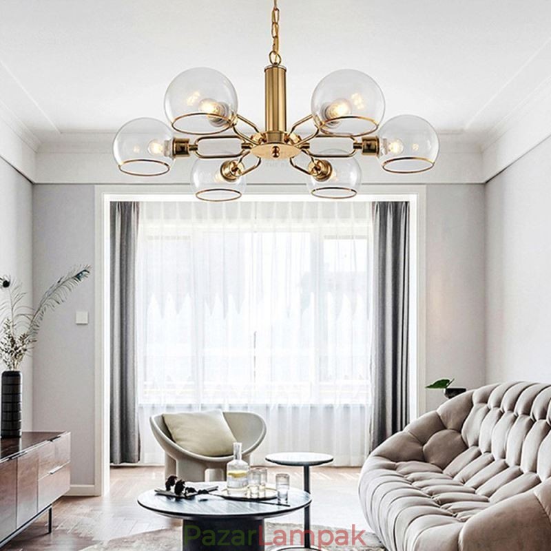 Üveg függőlámpa Modern, minimalista kovácsoltvas mennyezeti lámpa