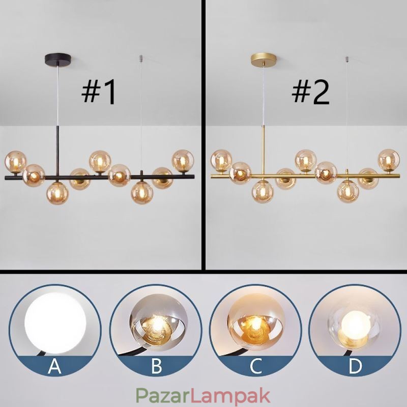 Függeszték Modern Simple Magic Beans molekuláris kovácsoltvas üveg mennyezeti lámpa