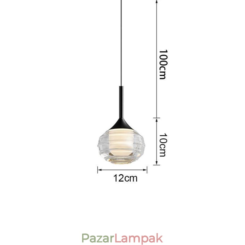 Egyszerű üveg függeszték, fekete dekoratív mennyezeti lámpák