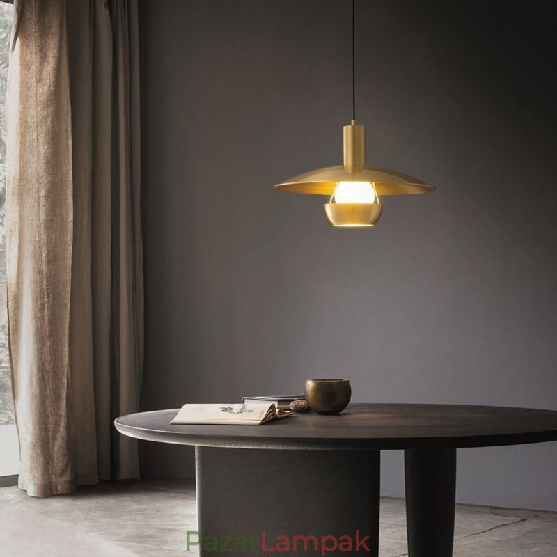 Szálcsiszolt arany függőlámpa egyfejű függőlámpa