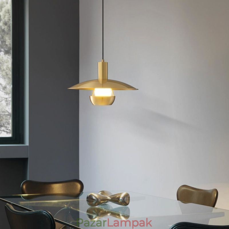 Szálcsiszolt arany függőlámpa egyfejű függőlámpa