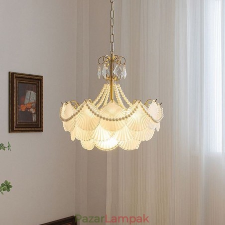 Európai üveg függőlámpa Elegáns Fésűkagyló függőlámpa Európai üveg függőlámpa Elegáns Fésűkagyló függőlámpa