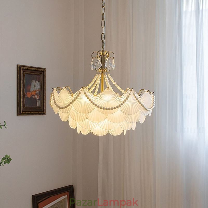 Európai üveg függőlámpa Elegáns Fésűkagyló függőlámpa