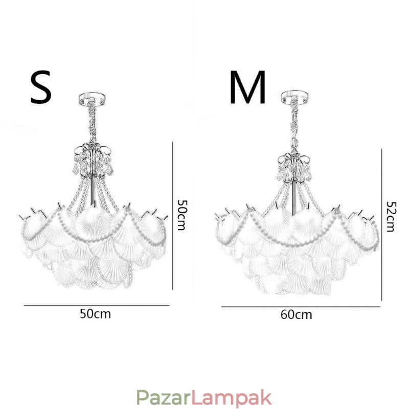 Európai üveg függőlámpa Elegáns Fésűkagyló függőlámpa