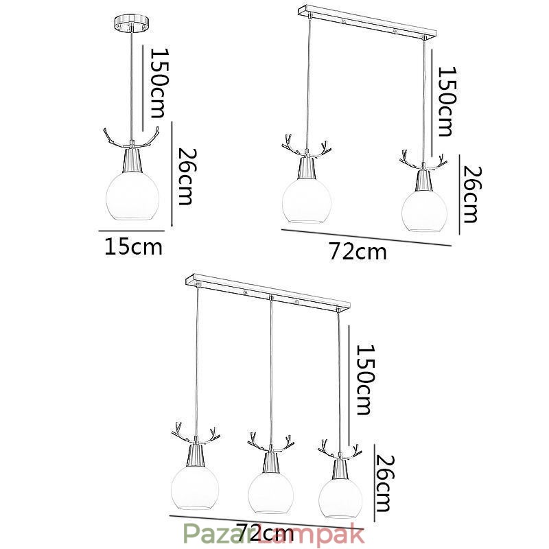 Modern egyszerű réz függőlámpa agancs függőlámpa