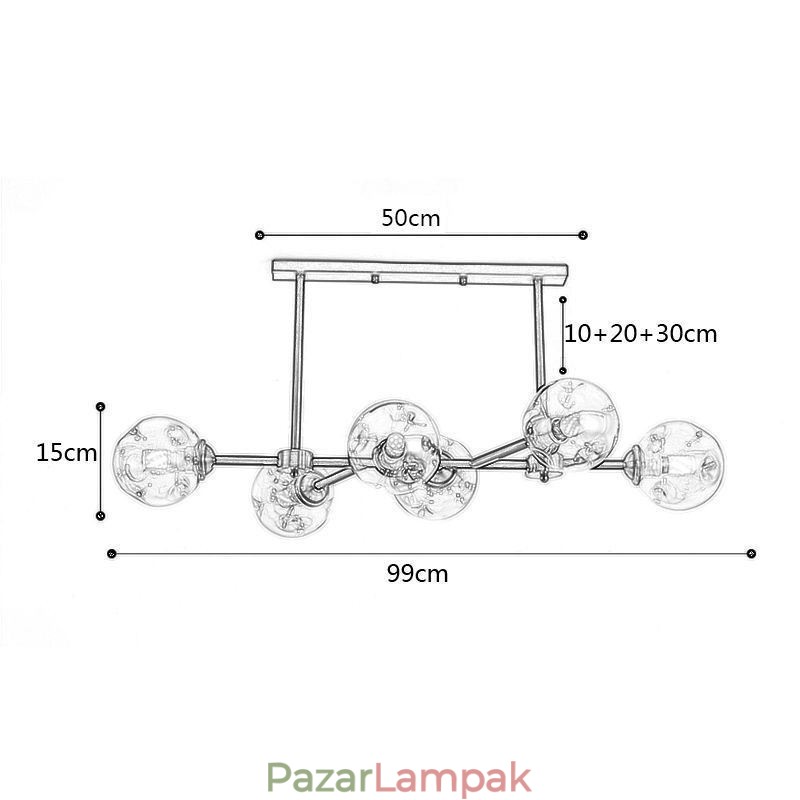6 Light Modern üvegmennyezeti Light Magic Bean lámpatest