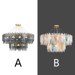 Modern, kerek üveg függesztékes fényű, elegáns üvegcsillár