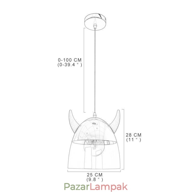Klasszikus üveg függőlámpa, fa kürt lámpa Kreatív világítás