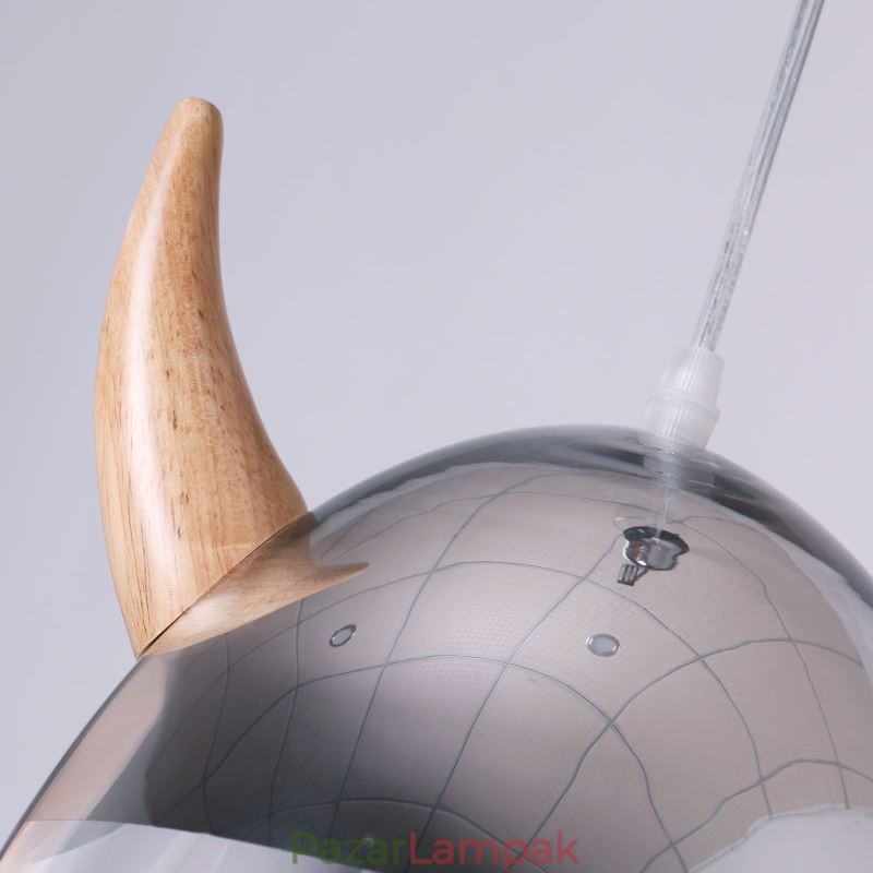 Klasszikus üveg függőlámpa, fa kürt lámpa Kreatív világítás