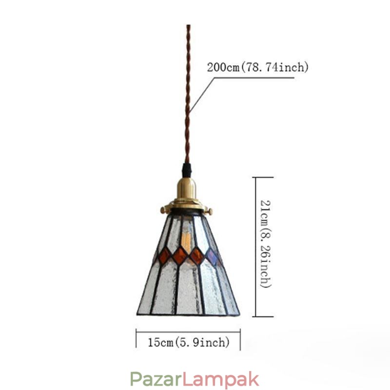 Rusztikus mennyezeti lámpa ólomüveg függeszték