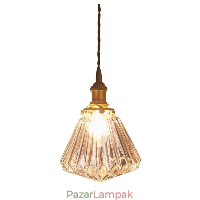 Átlátszó gyémánt bordázott üveg függőlámpa