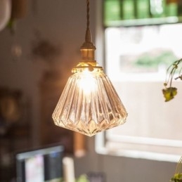 Átlátszó gyémánt bordázott üveg függőlámpa